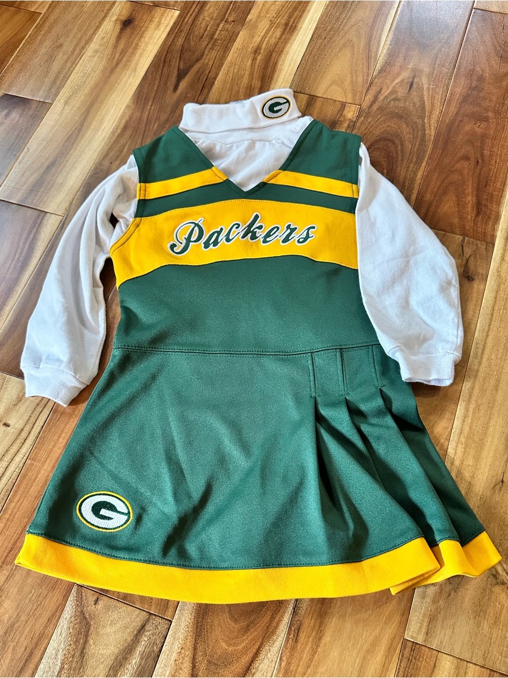 Retro style Green Bay Packers Toddler Cheer Outfit 2‑Piece Set. 4T